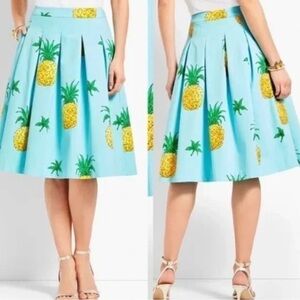 Talbots RSVP Pineapple Skirt Pleated Tropical Size 6P Retro Hawaii Pockets!